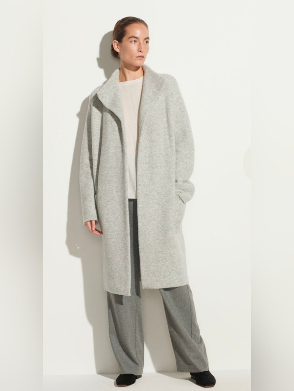 Vince Clean Edge Cardigan Coat Grey Wool Alpaca Blend Coatigan